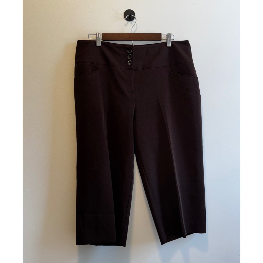 Fashion Bug Womens Brown Capri Pants Size 14 Stretch Straight Leg Dress Trousers